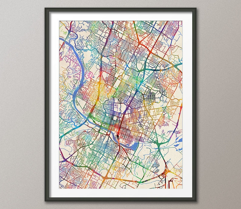 Austin Map Austin Texas City Map Art Print 2942 Etsy
