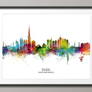 Dubai Skyline United Arab Emirates, Cityscape Painting Art Print Poster CX 6496 image 1