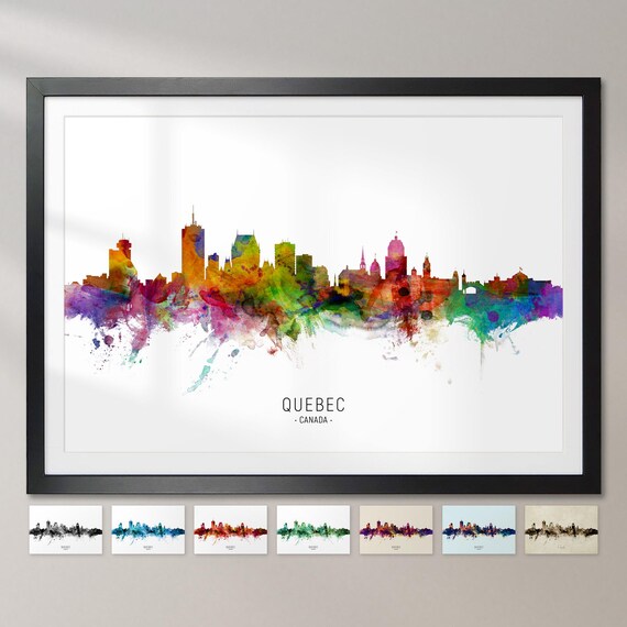 Quebec Skyline Canada, Cityscape Painting Art Print Poster CX (6722)