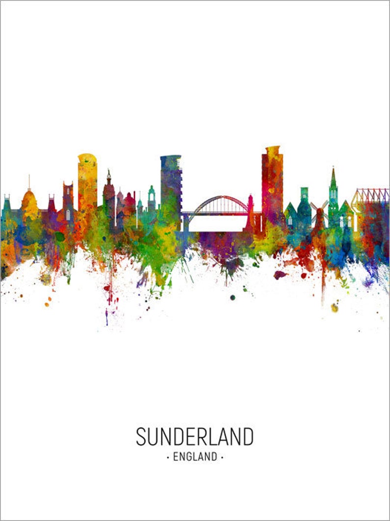 Sunderland Skyline Sunderland England Cityscape Art Print Etsy