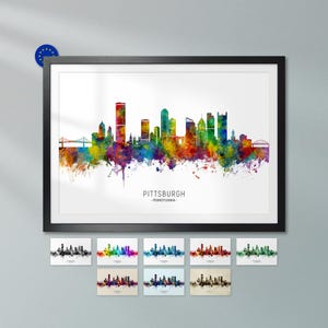 Pittsburgh Skyline Pennsylvania, Poster Print Cityscape Art ZX (38143)