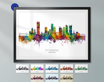 Pittsburgh Skyline Pennsylvania, Poster Print Cityscape Art ZX (38143)