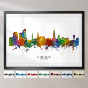 Skyline Groningen Nederland, stadsgezicht schilderij kunstafdruk poster CX (6683)