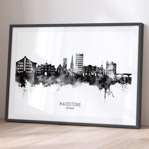 Maidstone Skyline England, Cityscape Painting Art Print Poster BX (27136)