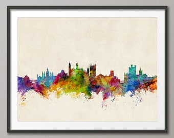 Cambridge Skyline, Cambridge England Cityscape Art Print (283)