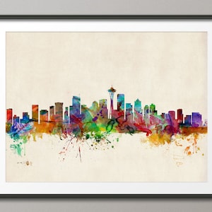 Seattle Skyline, Seattle Washington Cityscape Art Print 531 image 1