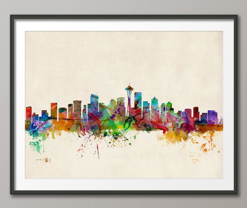 Seattle Skyline, Seattle Washington Cityscape Art Print 531 image 1