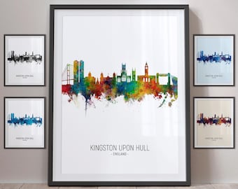 Kingston upon Hull Skyline, England Cityscape Art Print Poster Portrait - PX (5016)