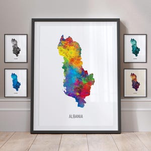 Carte de l'Albanie, aquarelle, impression d'art poster MX (10766)