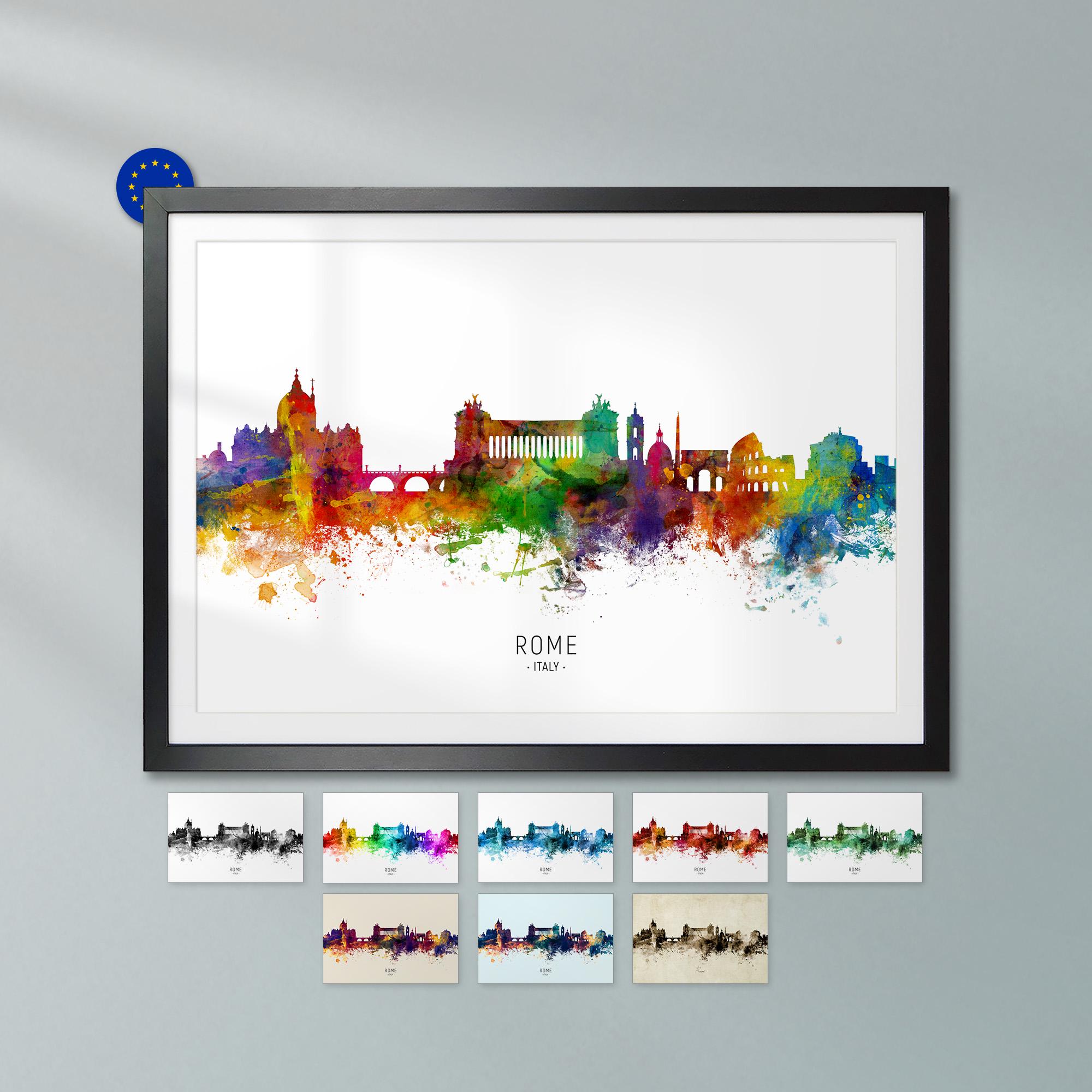 Rome Skyline Italy, Poster Print Cityscape Art ZX (6519) - Etsy
