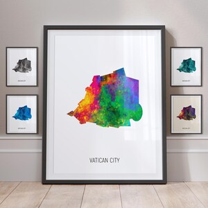 Carte de la Cité du Vatican, aquarelle, impression d'art, affiche MX (10969)