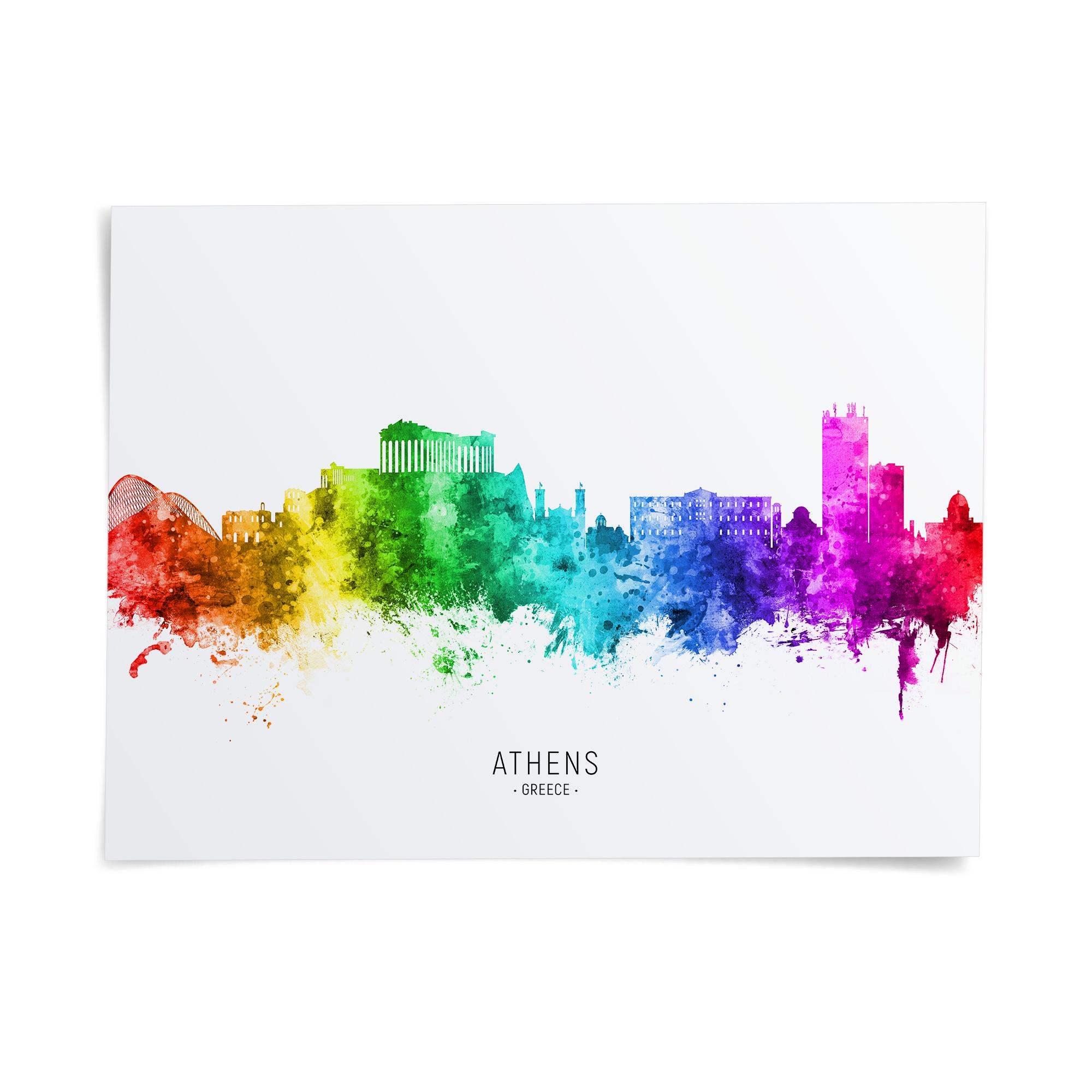 じゅん Athens Skyline Greece, Poster Print Cityscape Art ZX (6673) - Etsy