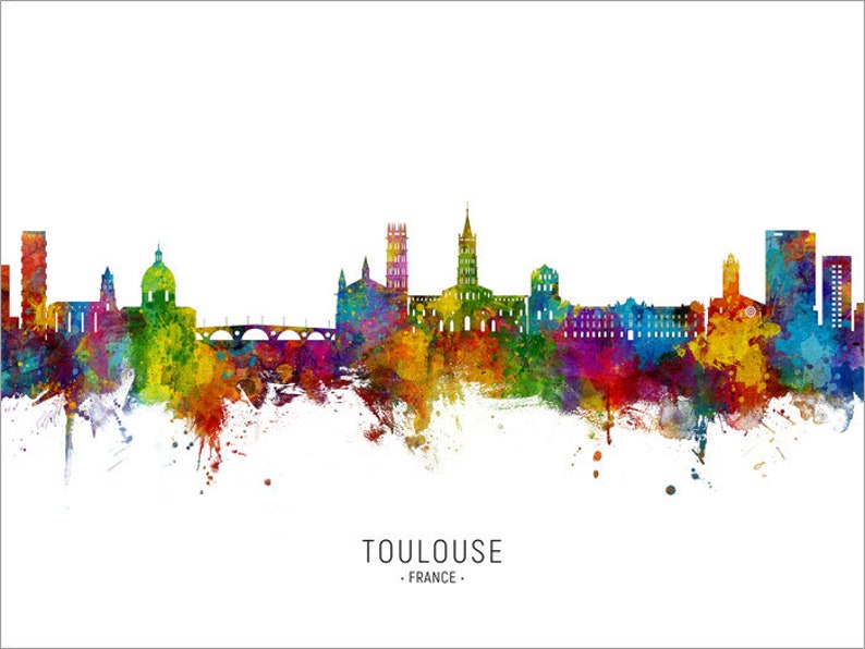 Toulouse Skyline France Cityscape Painting Art Print Poster Etsy
