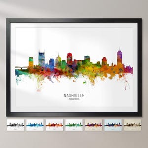 Nashville Skyline Tennessee, Cityscape Painting Art Print Poster CX (6573)