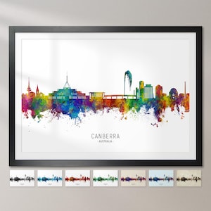 Canberra Skyline Australia, Cityscape Painting Art Print Poster CX (22292)