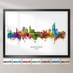 Montevideo Skyline Uruguay, Cityscape Painting Art Print Poster CX (22950)