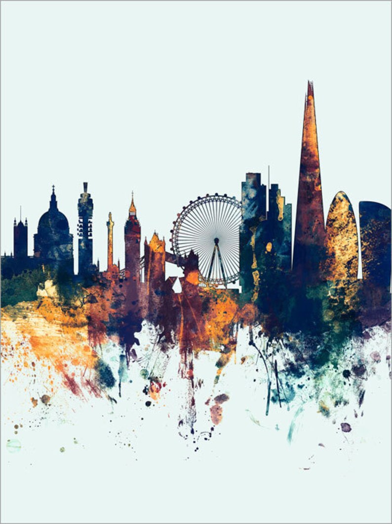 London Skyline London Cityscape England Art Print 1577 Etsy