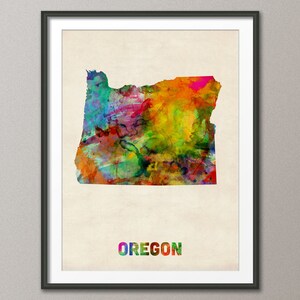 Oregon Watercolor Map USA, Art Print JX (371)