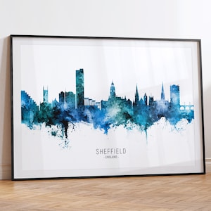 Sheffield Stadtansicht England, Skyline Wand-Kunst Poster Druck RX (20837)