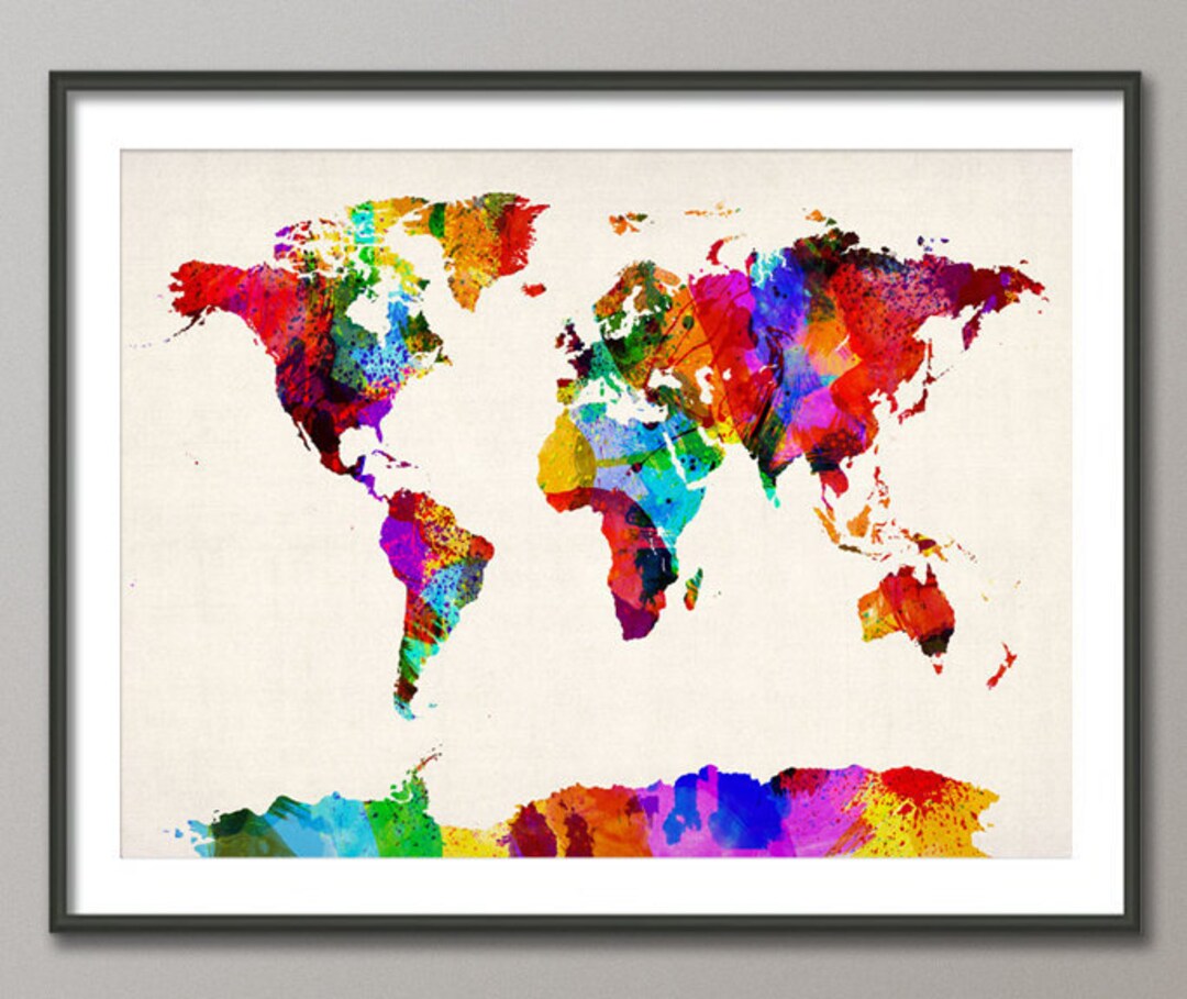 Carte du monde vintage de World Art Group en poster, tableau sur toile et  plus