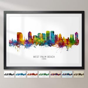 West Palm Beach Skyline Florida, Cityscape Painting Art Print Poster CX (15557)