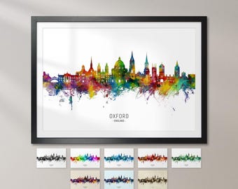 Oxford Skyline England, Stadtbild Kunstdruck Poster KX (45183)