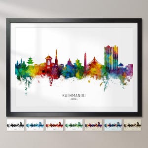 Kathmandu Skyline Nepal, Cityscape Painting Art Print Poster CX (26394)