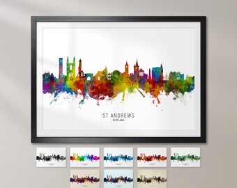 St Andrews Skyline Scotland, Cityscape Art Print Poster KX (6604)