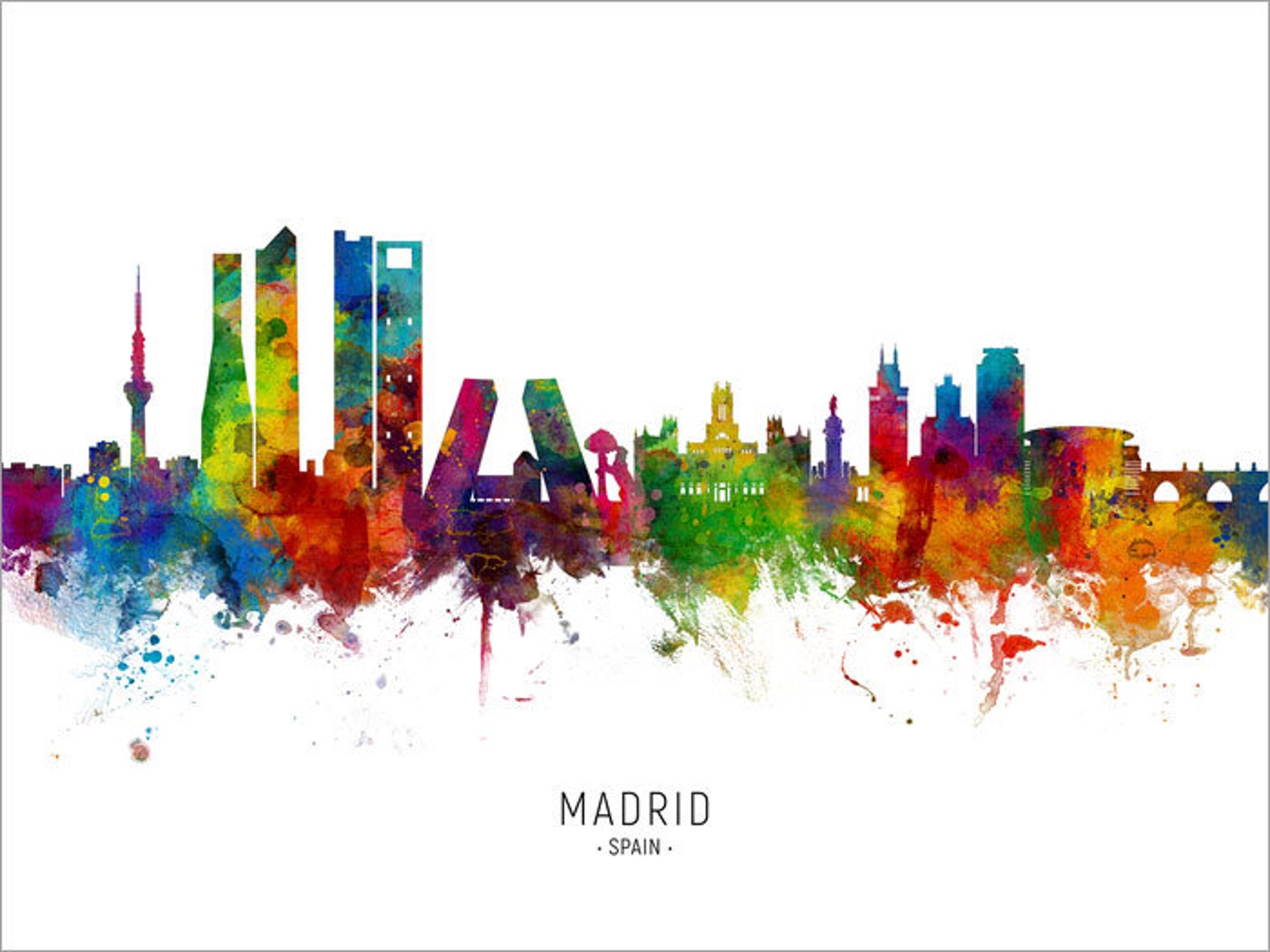Madrid Skyline Spain Cityscape Painting Art Print Poster CX Etsy