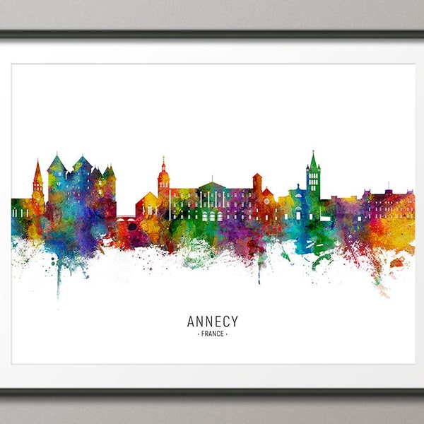 Annecy Skyline France, Cityscape Painting Art Print Poster CX (30924)