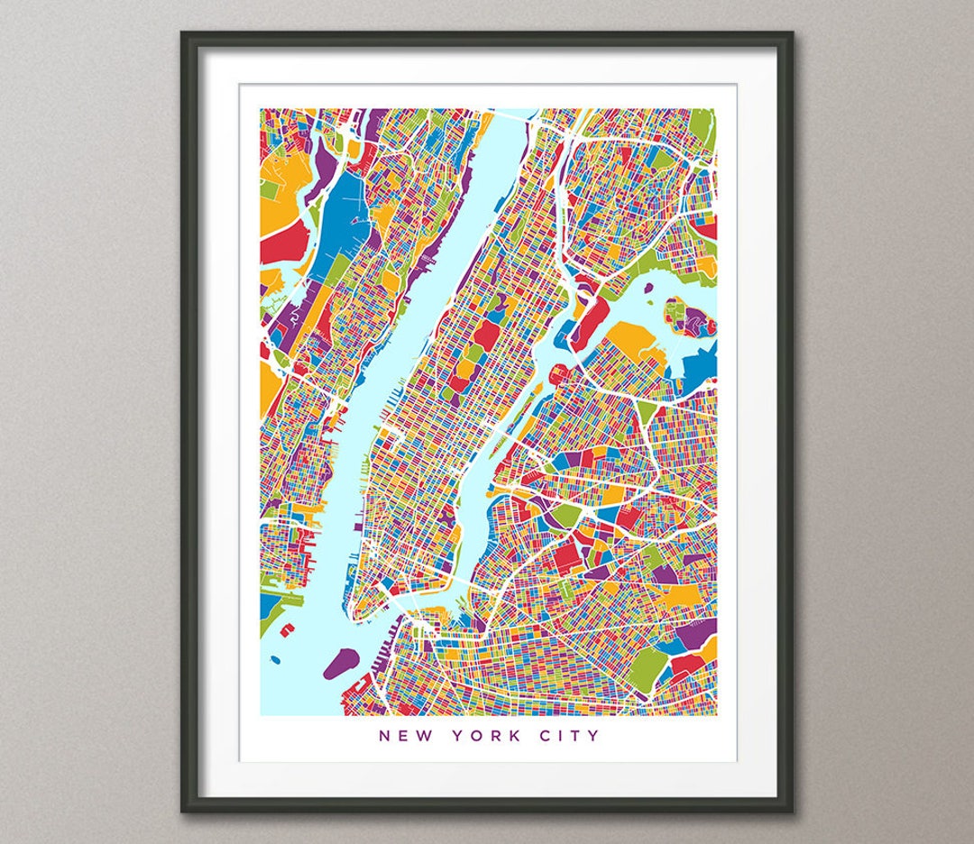 New York 地図ヴィンテージポスター　フレーム付き Vintage New York City Map Framed poster - Liberty Maniacs