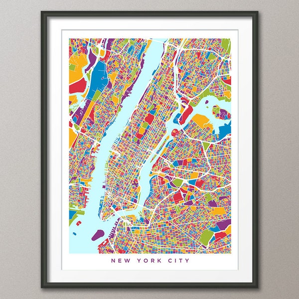 New York City Map USA, Street Map of New York City, Art Print (2960)