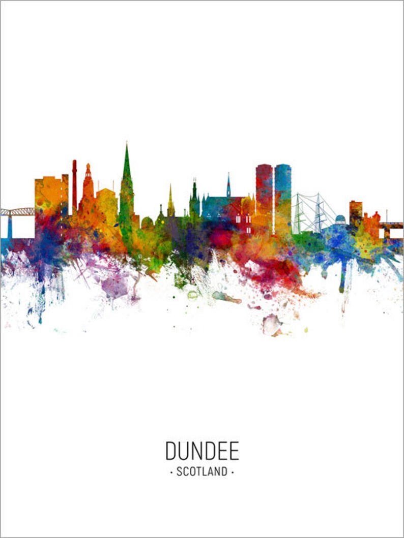 Dundee Skyline Dundee Scotland Cityscape Art Print Poster Etsy