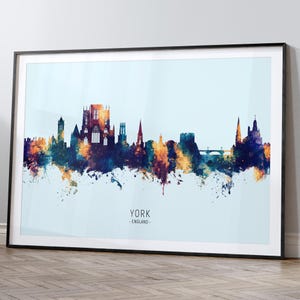 York Skyline England, Cityscape Painting Art Print Poster HX (15967)
