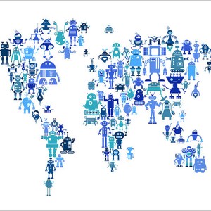 Robots Map of the World Map for Children and Kids Art Print - Etsy