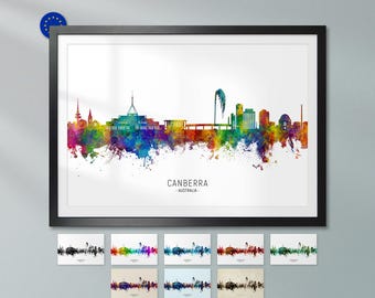 Canberra Skyline Australia, Poster Print Cityscape Art ZX (22292)