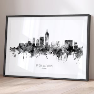 Indianapolis Skyline Indiana, Cityscape Painting Art Print Poster BX (11511)