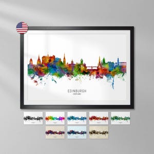 Edinburgh Skyline Scotland, Cityscape Painting Poster Print YX (44913)