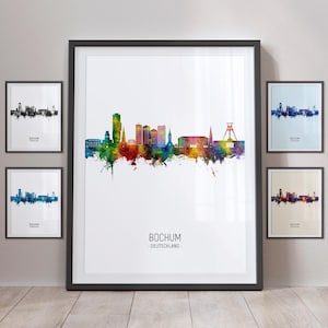 Bochum Skyline, Bochum Deutschland Cityscape Art Print Poster Portrait PX (26558)
