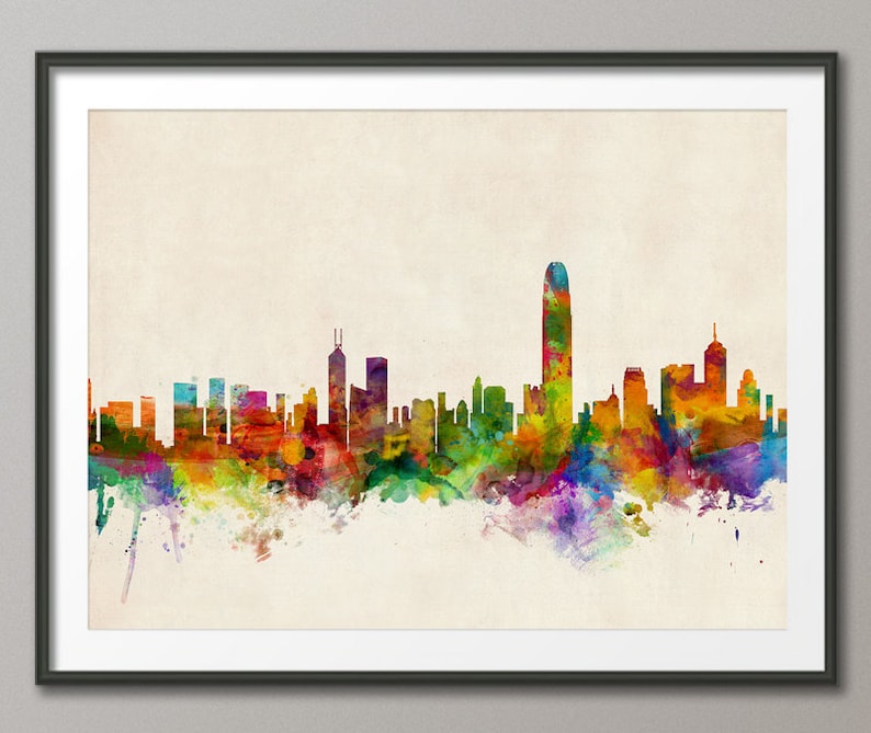 Hong Kong Skyline Hong Kong China Cityscape Art Print 324 Etsy