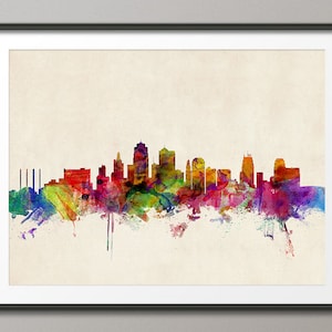 Kansas City Skyline Stadtbild Kunstdruck (968)