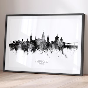 Annapolis Skyline Maryland, Cityscape Painting Art Print Poster BX (11600)