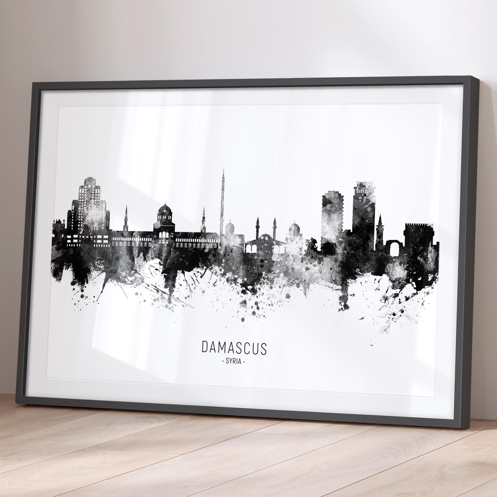 Damascus Skyline Syria, Cityscape Painting Art Print Poster BX (15320)