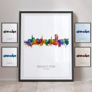 Broughty Ferry Skyline, Broughty Ferry Scotland Cityscape Art Print Poster Portrait PX (26512)