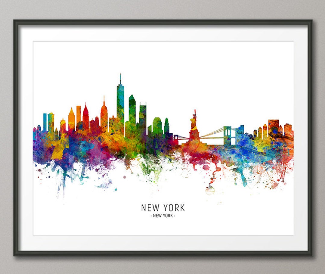 New York Skyline New York Cityscape Painting Art Print Poster - Etsy ...