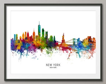 New York Skyline New York, Cityscape Painting Art Print Poster CX (6515)