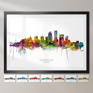 Skyline van Louisville, Kentucky, stadsgezicht schilderij Art Print poster CX (6660)
