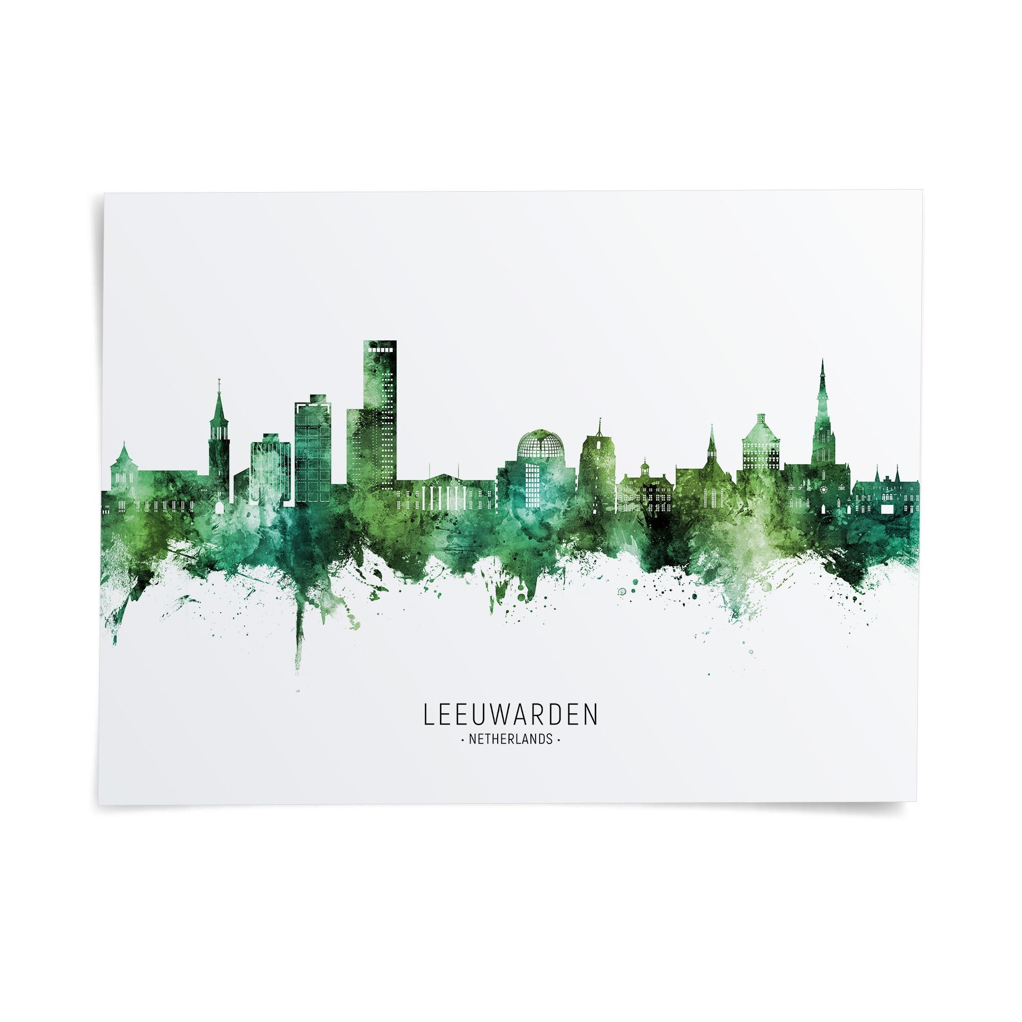 Leeuwarden Skyline Nederland, stadsgezicht Art Print poster ZX