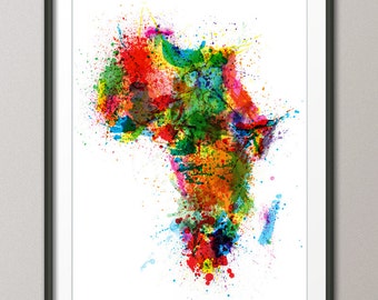 Africa Map Paint Splashes, Art Print (932)