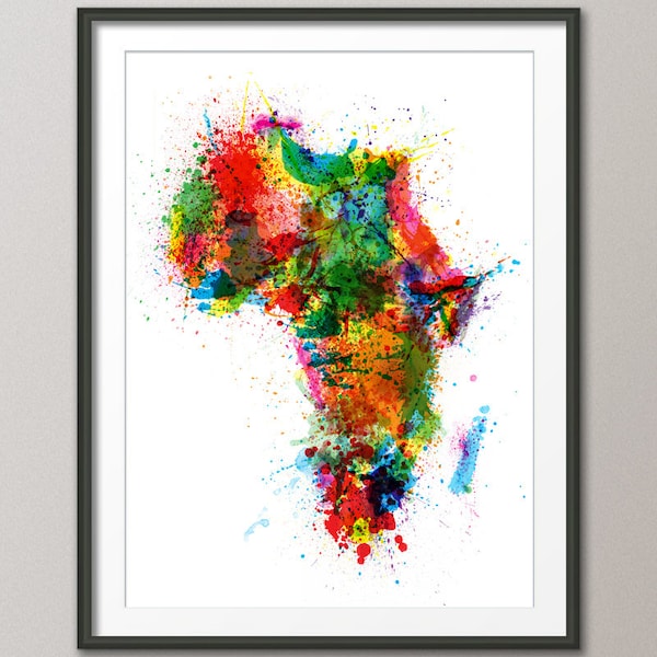 Africa Map Paint Splashes, Art Print (932)